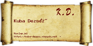 Kuba Dezső névjegykártya